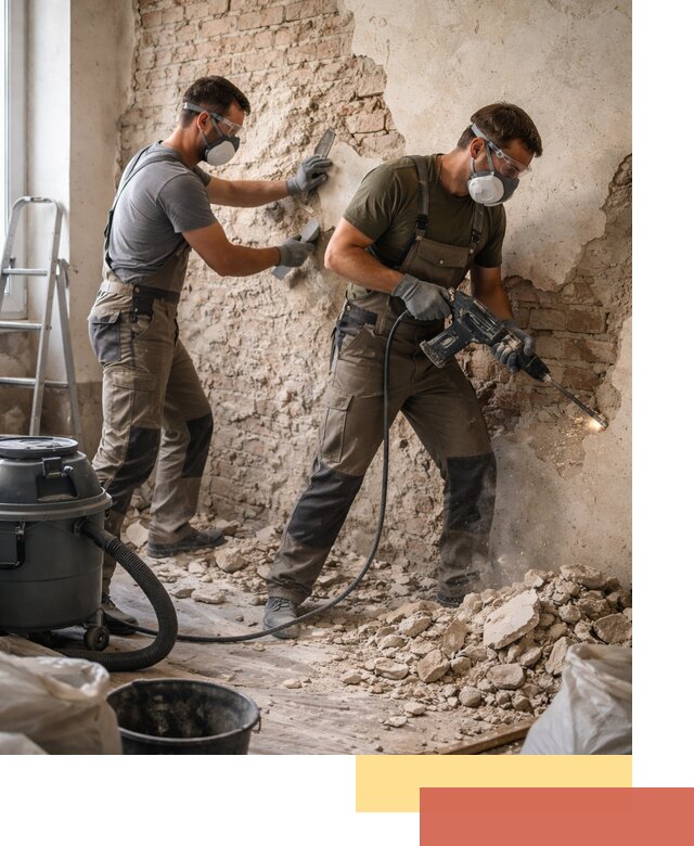 Демонтаж штукатурки со стен в Дмитрове быстро и аккуратно