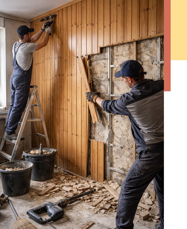 Демонтаж вагонки со стен в Дмитрове от 1554 руб. — снятие, удаление, срочно | ОТДЕЛОЧНИК-Дмв