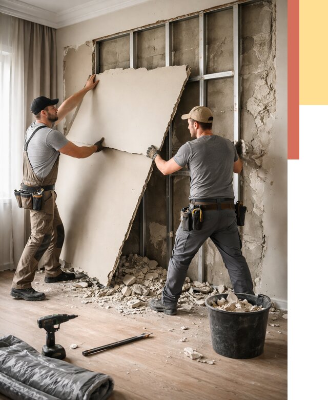 Демонтаж гипсокартона со стен в Дмитрове от 375 руб. — услуги демонтажа | ОТДЕЛОЧНИК-Дмв