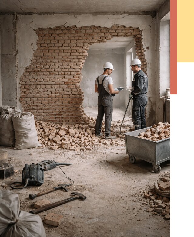 Демонтаж кирпичных стен в Дмитрове от 4502 руб. — быстро, недорого, под ключ | ОТДЕЛОЧНИК-Дмв