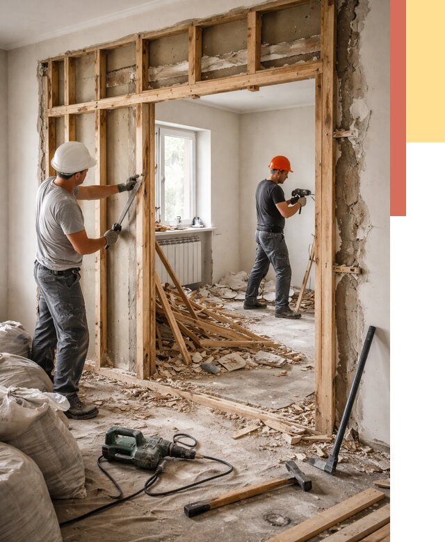 Демонтаж деревянных перегородок в Дмитрове от 3430 руб. — быстро и недорого | ОТДЕЛОЧНИК-Дмв