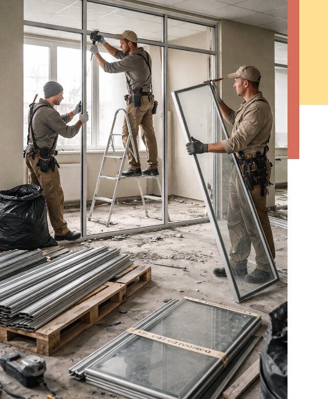 Демонтаж алюминиевых перегородок в Дмитрове от 4502 руб. — быстро и недорого | ОТДЕЛОЧНИК-Дмв