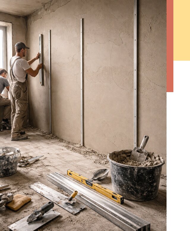 Штукатурка стен по маякам в Дмитрове от 5896 руб./м² — выравнивание под ключ | ОТДЕЛОЧНИК-Дмв