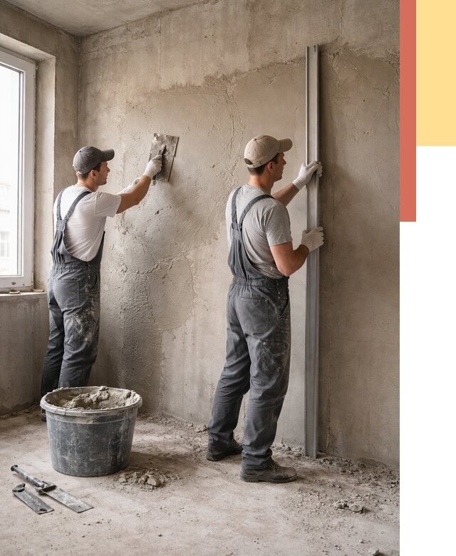 Штукатурка бетонных стен в Дмитрове от 4824 руб/м² — качественно и быстро | ОТДЕЛОЧНИК-Дмв