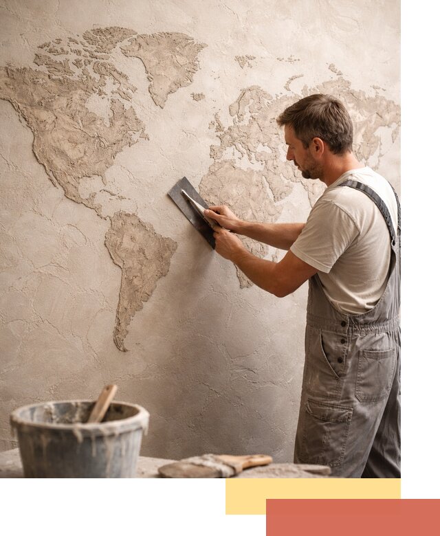 Декоративная штукатурка «Карта мира» под ключ в Дмитрове