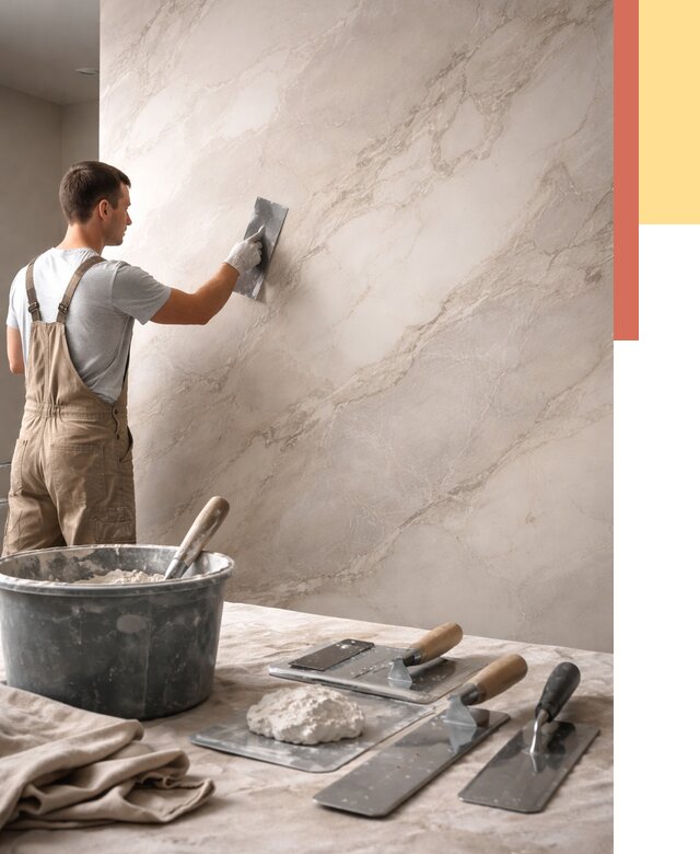 Декоративная штукатурка под мрамор в Дмитрове от 3002 руб./м² — быстро и недорого | ОТДЕЛОЧНИК-Дмв