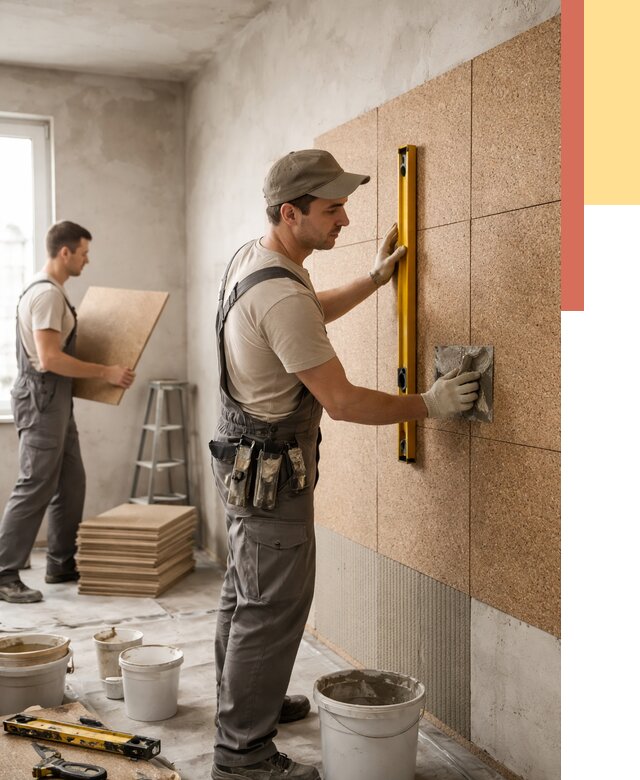 Монтаж пробковых панелей на стены в Дмитрове от 3752 руб. — ОТДЕЛОЧНИК-Дмв