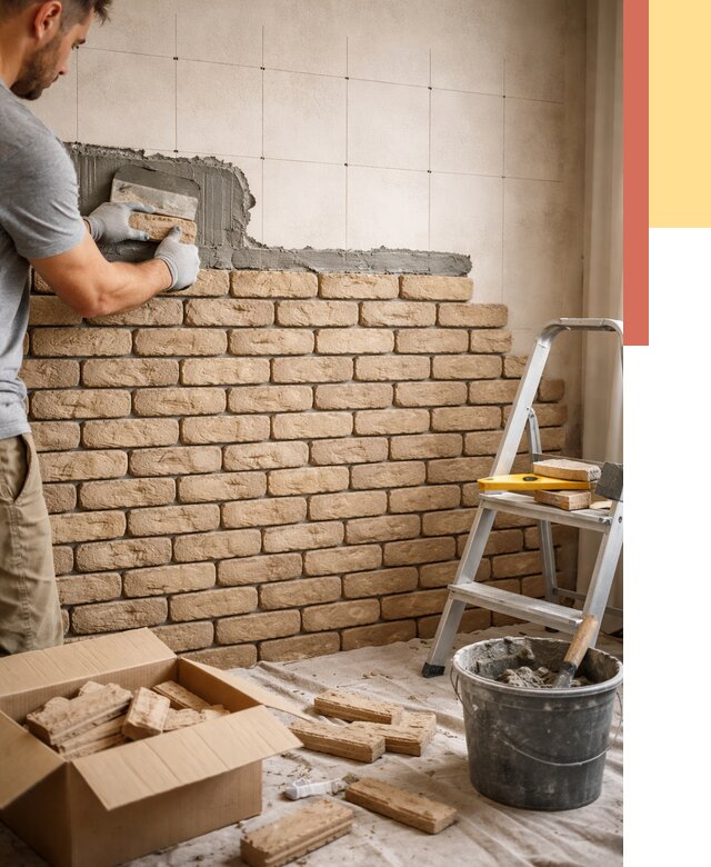 Монтаж декоративного кирпича в Дмитрове от 3430 руб./м² — быстро и недорого | ОТДЕЛОЧНИК-Дмв