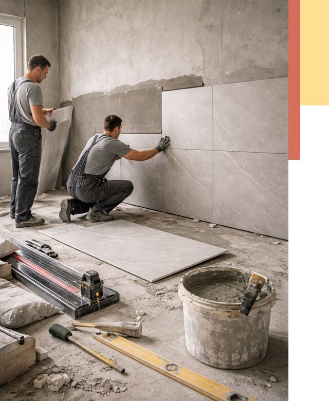 Облицовка стен керамогранитом в Дмитрове от 4502 руб./м² — услуги под ключ | ОТДЕЛОЧНИК-Дмв