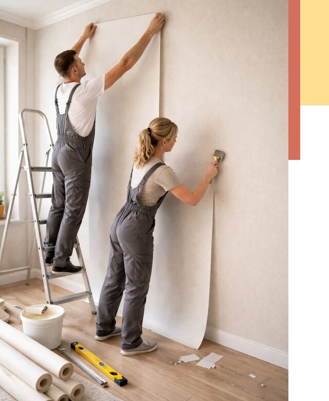 Поклейка флизелиновых обоев в Дмитрове от 6432 руб. | Быстро и недорого — ОТДЕЛОЧНИК-Дмв