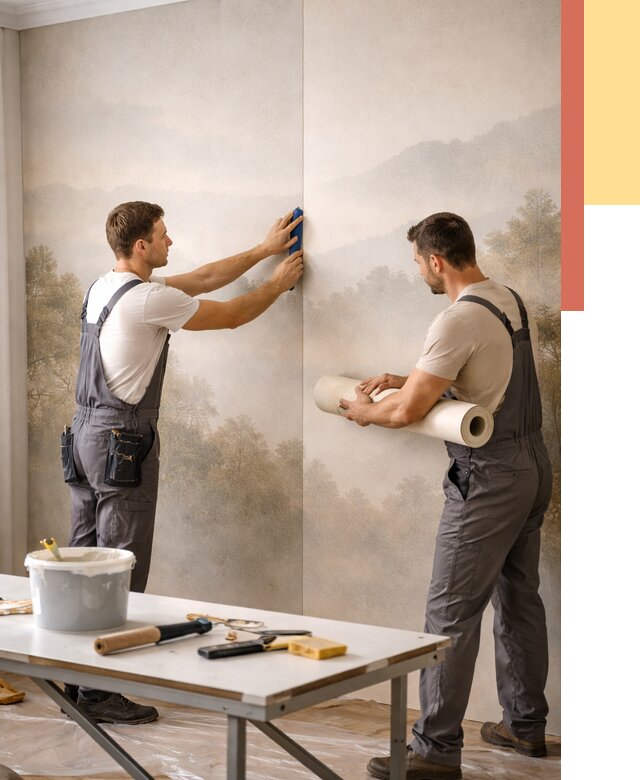 Поклейка фотообоев в Дмитрове от 9112 руб/м² — быстро и недорого | ОТДЕЛОЧНИК-Дмв