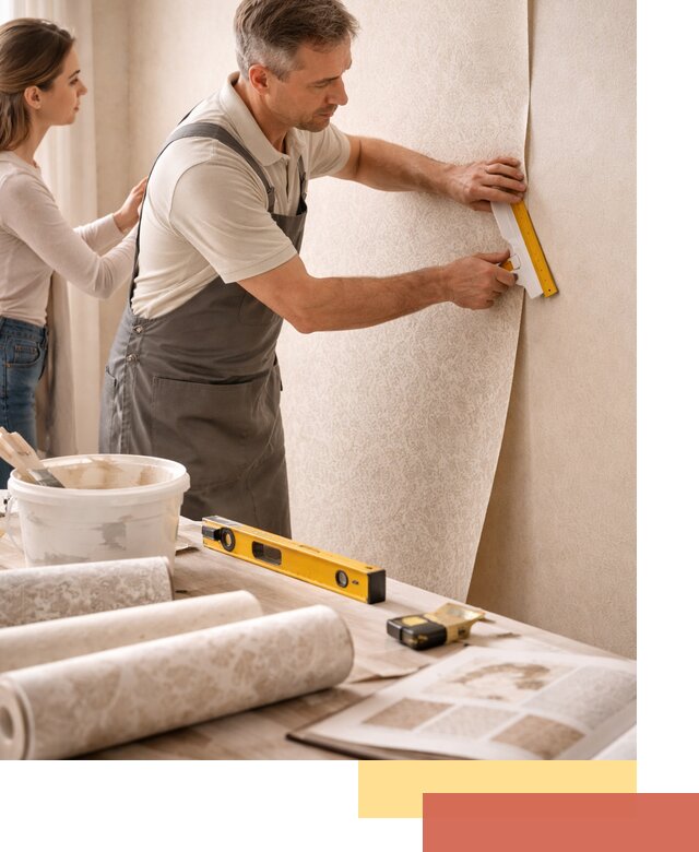 Поклейка обоев с подбором рисунка в Дмитрове