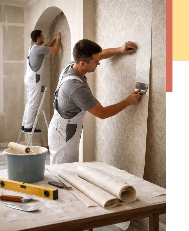 Поклейка обоев на сложные стены в Дмитрове от 3002 руб. под ключ | ОТДЕЛОЧНИК-Дмв