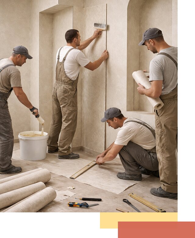 Поклейка обоев на сложные стены и неровные поверхности в Дмитрове