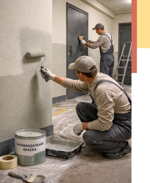 Покраска стен антивандальной краской в Дмитрове от 4824 руб./м² под ключ | ОТДЕЛОЧНИК-Дмв