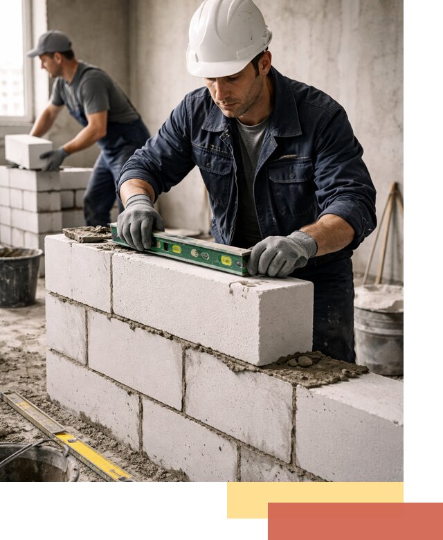 Кладка перегородок из пеноблока под ключ в Дмитрове