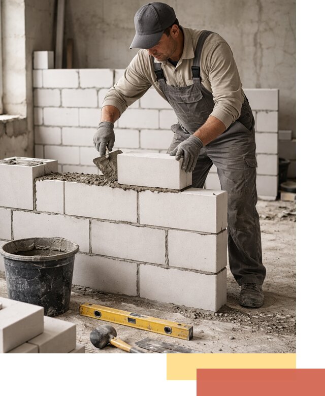 Кладка перегородок из силикатного блока в Дмитрове