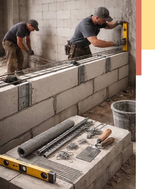 Армирование кладки перегородок в Дмитрове от 804 руб. под ключ | ОТДЕЛОЧНИК-Дмв