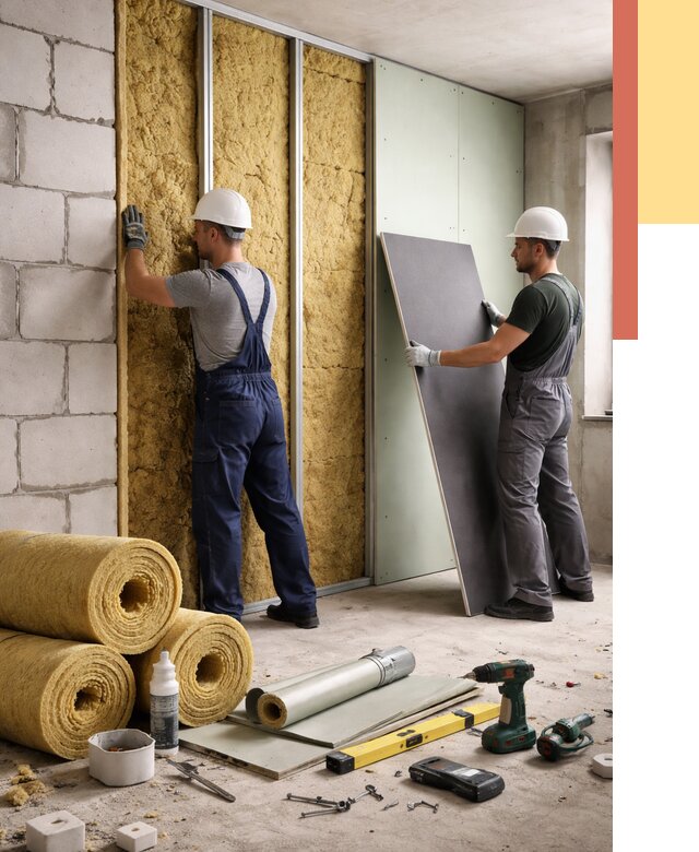 Шумоизоляция перегородок из блоков в Дмитрове от 1983 руб./м² — быстро и недорого | ОТДЕЛОЧНИК-Дмв