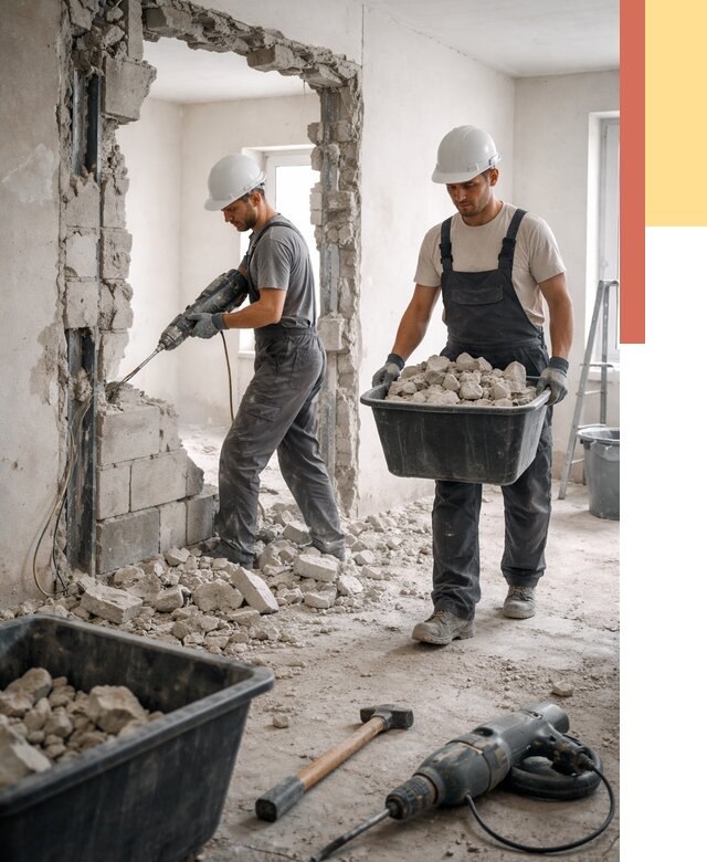 Демонтаж блоковых перегородок в Дмитрове от 4020 руб. — быстро и недорого | ОТДЕЛОЧНИК-Дмв