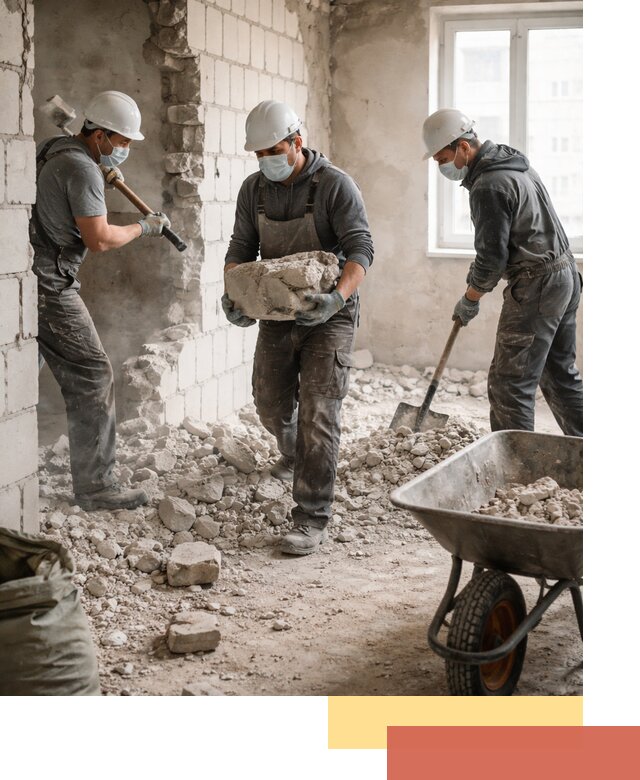 Демонтаж блочных перегородок в Дмитрове быстро и аккуратно