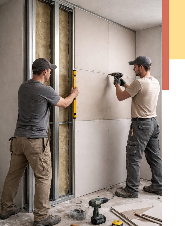 Монтаж двухслойной перегородки из гипсокартона в Дмитрове от 1554 руб. | ОТДЕЛОЧНИК-Дмв