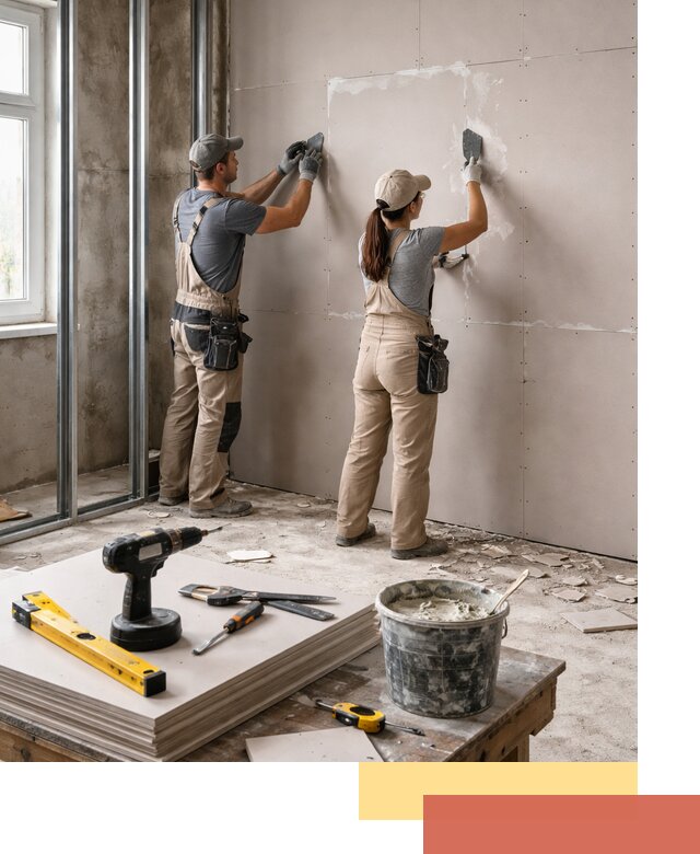 Монтаж двухслойной перегородки из гипсокартона в Дмитрове