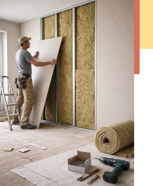 Перегородка из гипсокартона с шумоизоляцией в Дмитрове от 3345 руб. | ОТДЕЛОЧНИК-Дмв