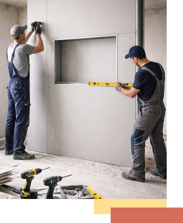 Перегородка из гипсокартона с нишей под декор в Дмитрове