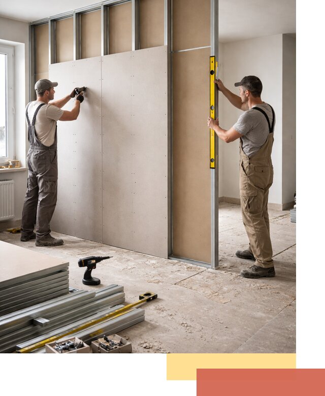 Зонирующая перегородка из гипсокартона под ключ в Дмитрове