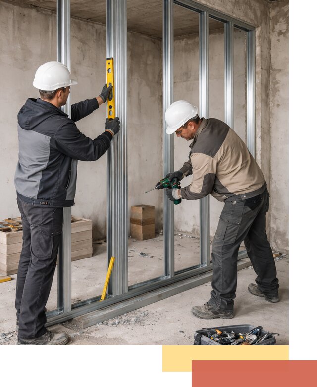 Монтаж каркаса перегородки из профиля в Дмитрове