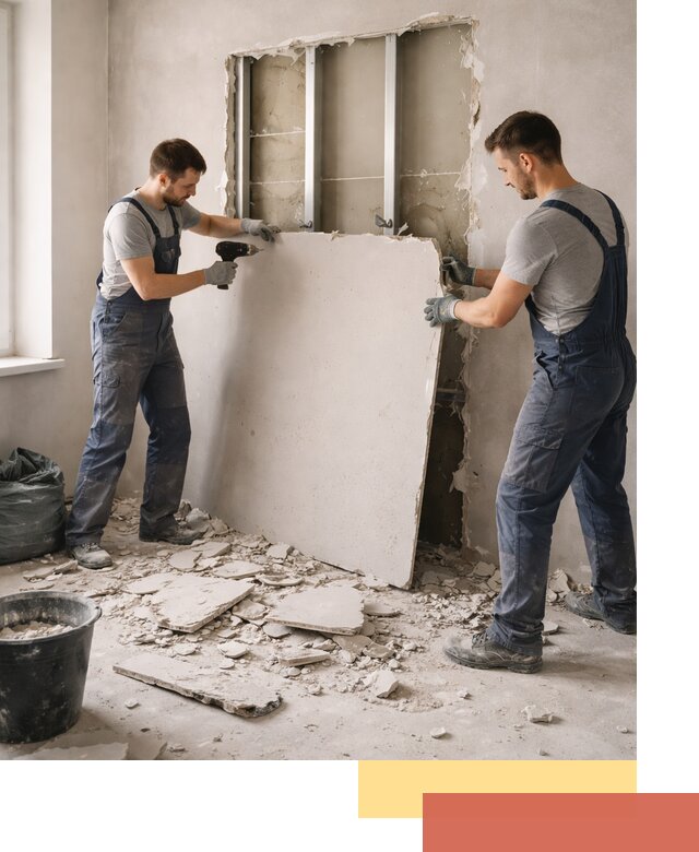 Демонтаж перегородки из гипсокартона в Дмитрове быстрый и аккуратный