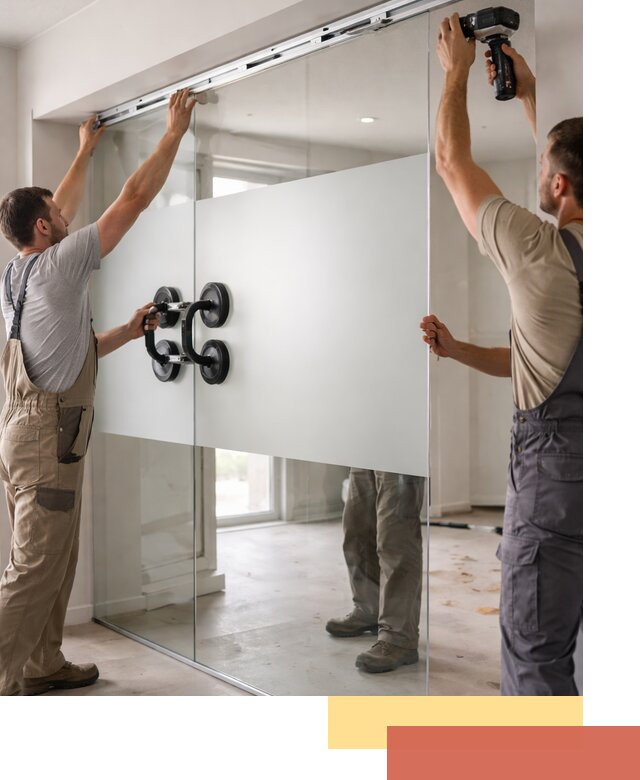 Матовые стеклянные перегородки под ключ в Дмитрове