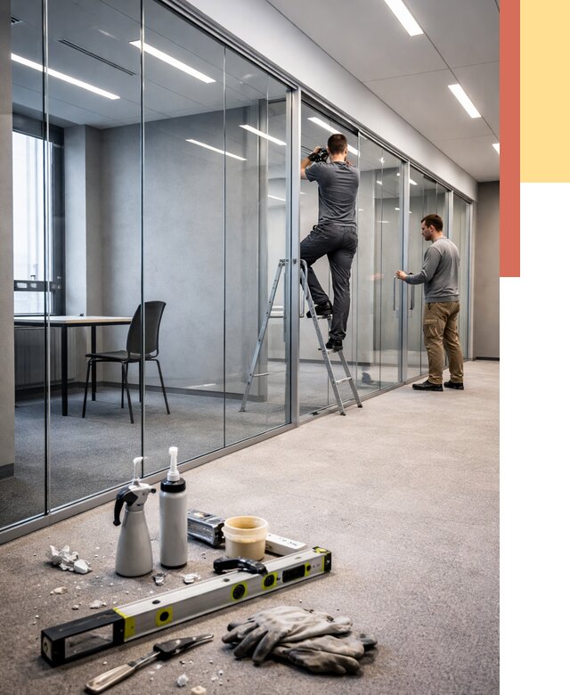 Стеклянные офисные перегородки в Дмитрове от 9112 руб. — монтаж и установка | ОТДЕЛОЧНИК-Дмв