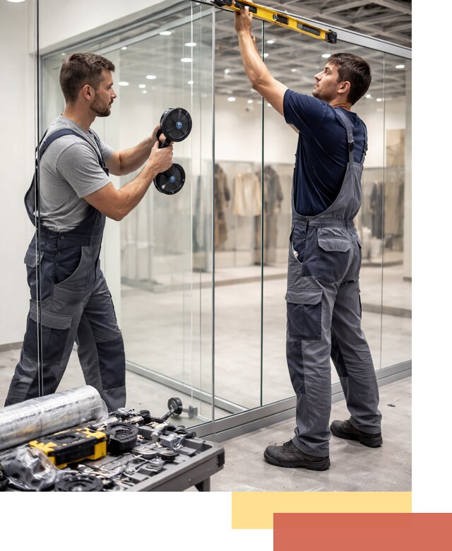 Стеклянные перегородки для магазинов в Дмитрове — монтаж и установка