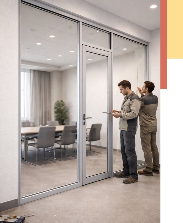 Установка и монтаж алюминиевых перегородок со стеклом в Дмитрове от 8790 руб. | ОТДЕЛОЧНИК-Дмв