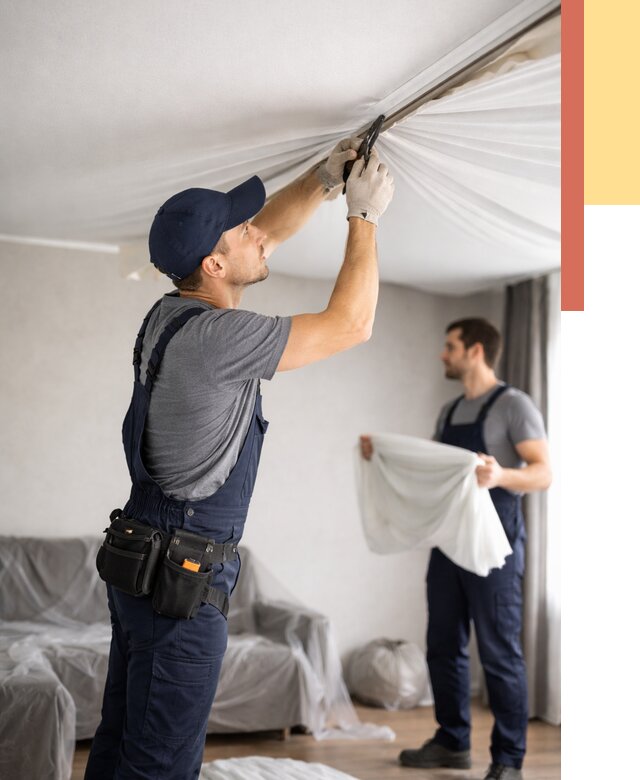 Демонтаж натяжного потолка в Дмитрове от 4824 руб. — снятие и разбор под ключ | ОТДЕЛОЧНИК-Дмв