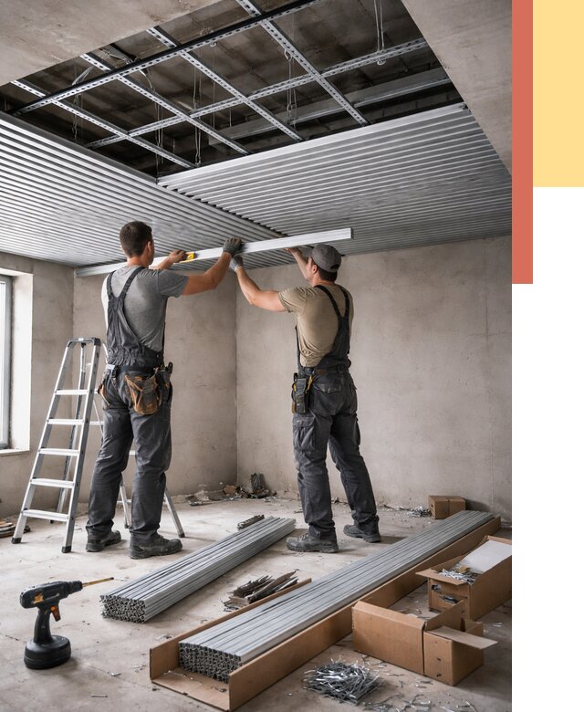 Монтаж реечного потолка в Дмитрове от 4824 руб. под ключ | ОТДЕЛОЧНИК-Дмв