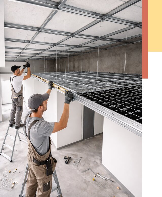 Монтаж потолка грильято в Дмитрове от 482 руб./м² — быстрая сборка под ключ | ОТДЕЛОЧНИК-Дмв