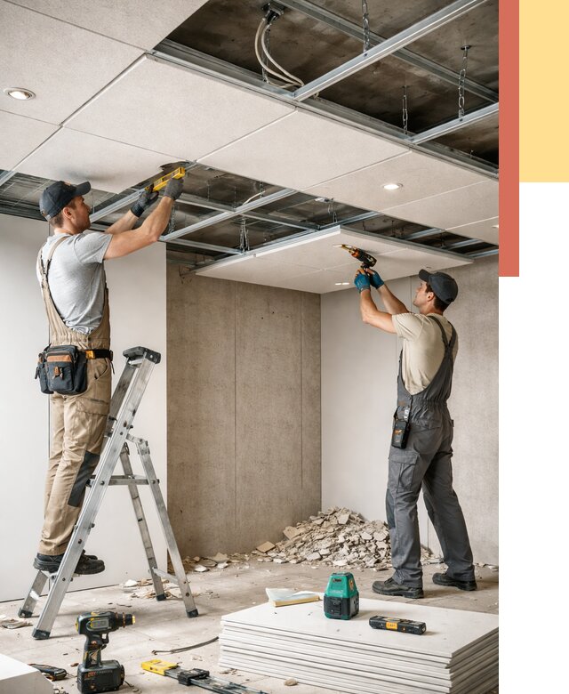 Монтаж акустического потолка в Дмитрове от 6968 руб/м2 — быстро и недорого | ОТДЕЛОЧНИК-Дмв