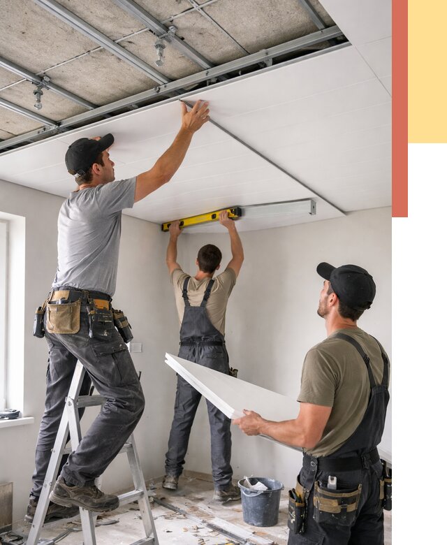 Монтаж потолка из ПВХ панелей в Дмитрове от 3752 руб./м2 — быстро и недорого | ОТДЕЛОЧНИК-Дмв