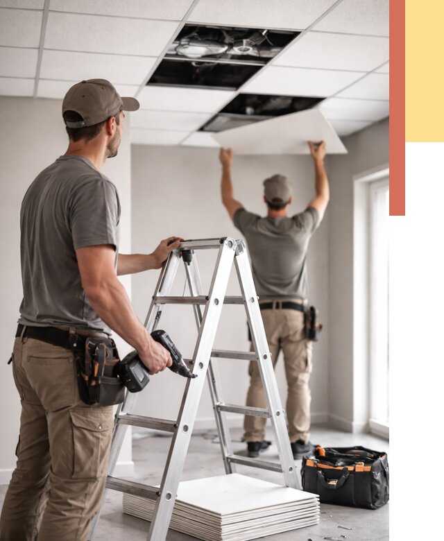 Обслуживание подвесного потолка в Дмитрове от 3752 руб. — быстро и недорого | ОТДЕЛОЧНИК-Дмв