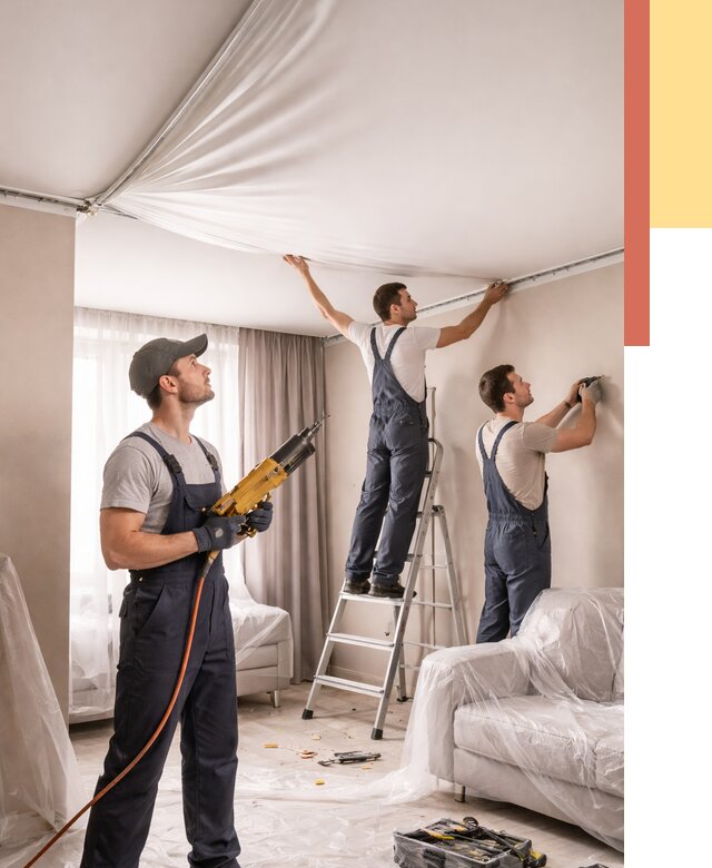 Установка натяжного потолка в Дмитрове от 4824 руб. | Быстро и недорого — ОТДЕЛОЧНИК-Дмв