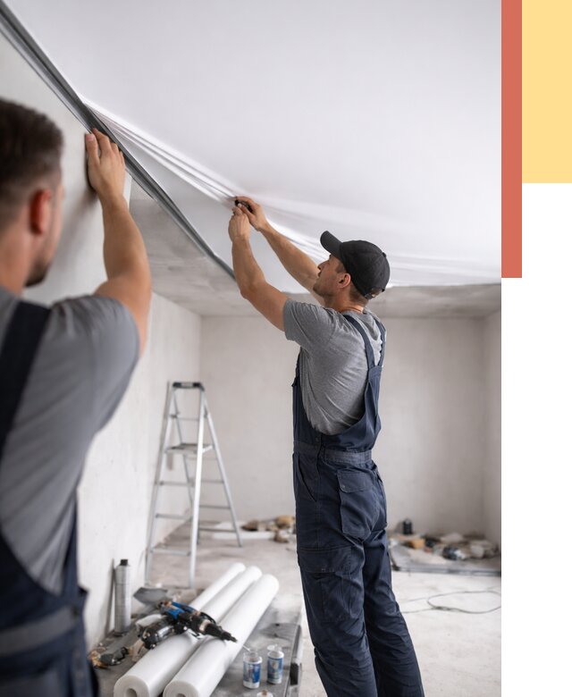 Монтаж матового натяжного потолка в Дмитрове от 4824 руб./м² — быстро и недорого | ОТДЕЛОЧНИК-Дмв