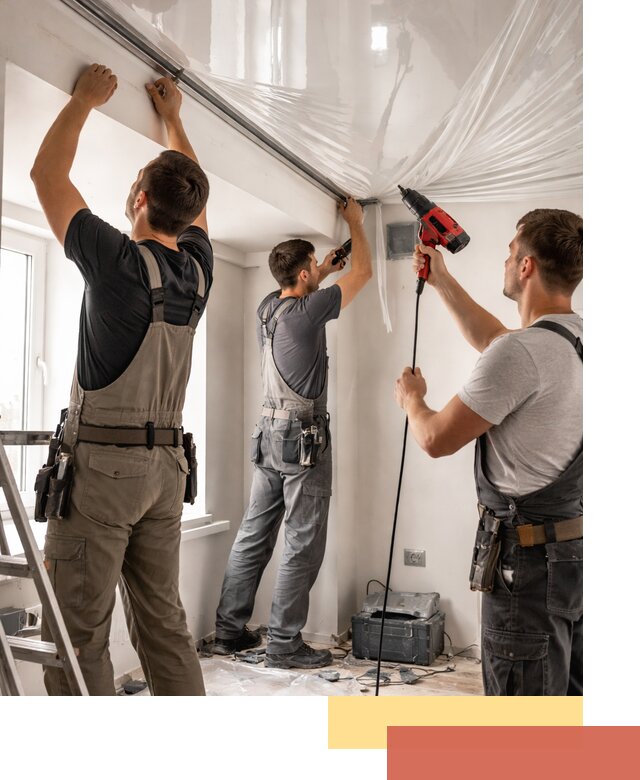 Монтаж глянцевого натяжного потолка в Дмитрове быстро и качественно