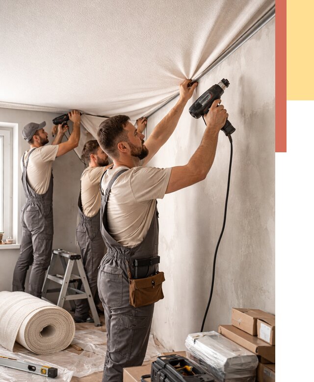 Монтаж фактурного натяжного потолка в Дмитрове от 804 руб. — ОТДЕЛОЧНИК-Дмв