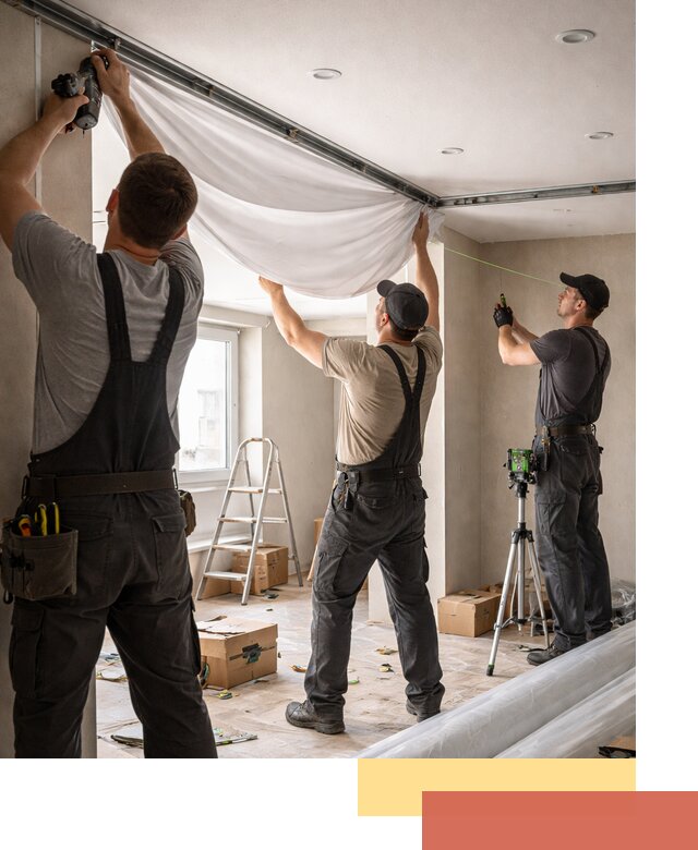 Монтаж парящего натяжного потолка под ключ в Дмитрове