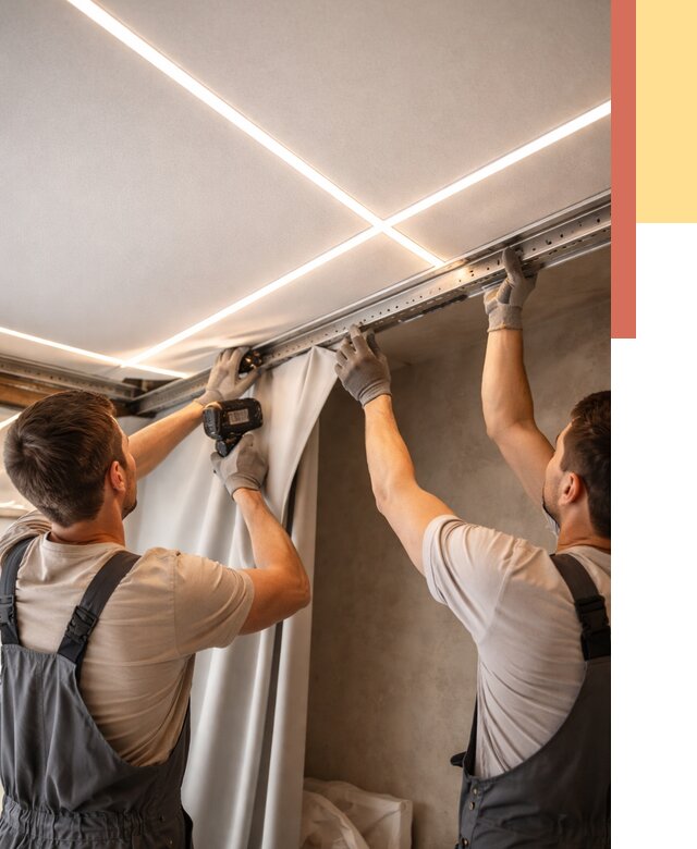 Монтаж натяжного потолка со световыми линиями в Дмитрове от 1286 руб. | ОТДЕЛОЧНИК-Дмв