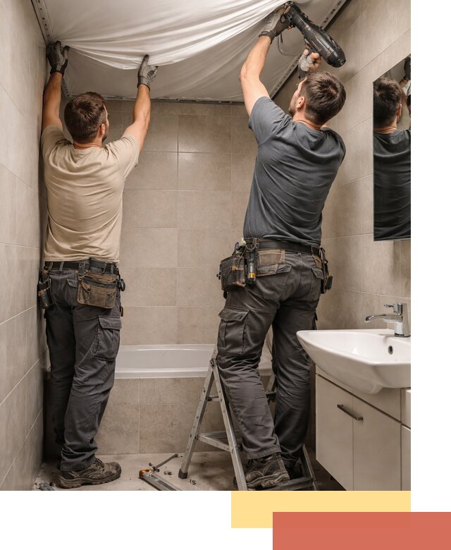 Монтаж натяжного потолка в ванной в Дмитрове быстро и качественно