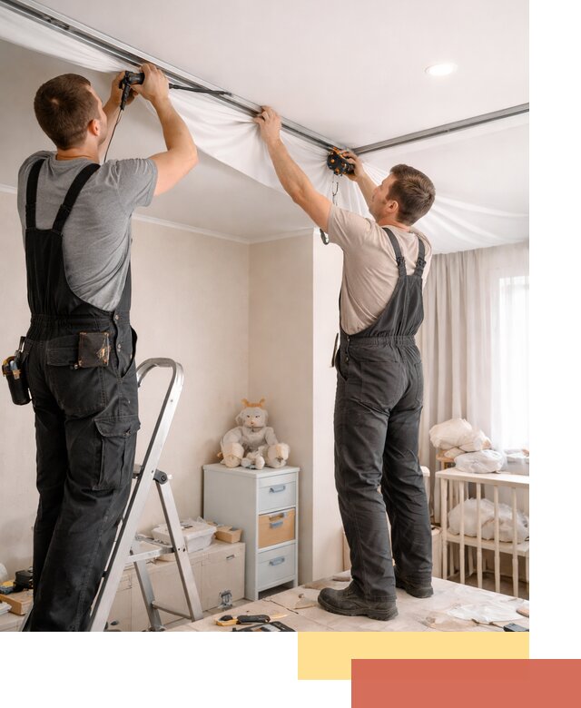 Монтаж натяжного потолка в детской комнате в Дмитрове